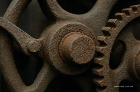 Website maintenance checklist: rusted gears symbolising a neglected website