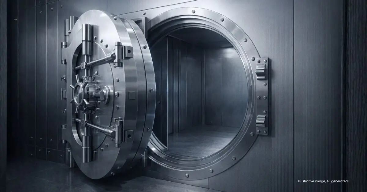 Open bank vault door representing website security and backup protection